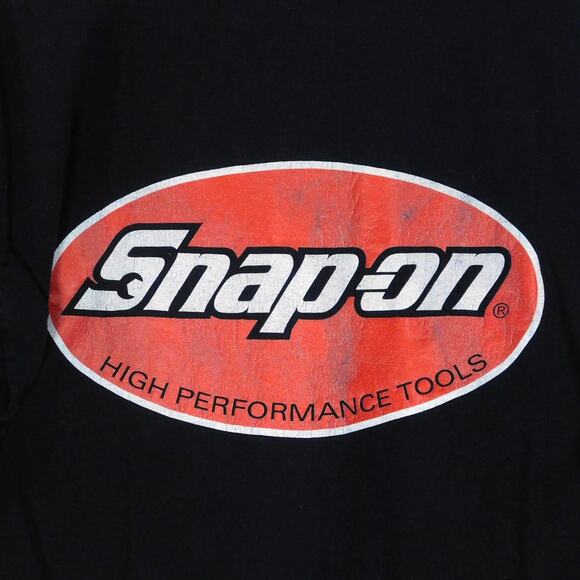 Snap On Tools Logo T Shirt Size L Double Sided Black Red Faded - Picture 5 of 5